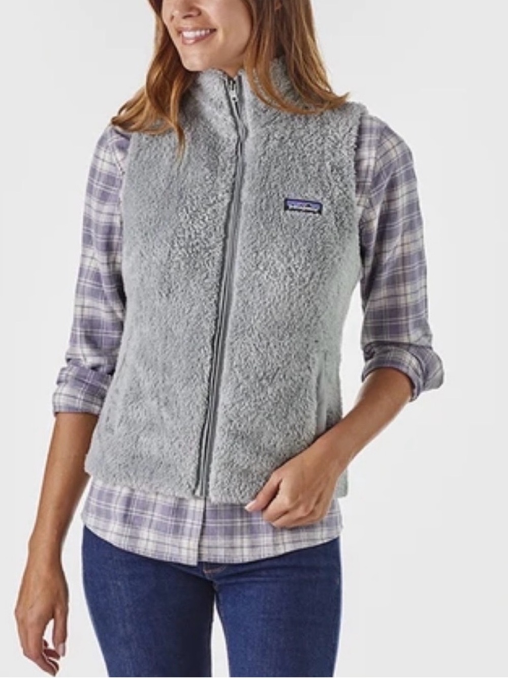 Patagonia Women’s Light Gray Sherpa Fleece Vest Medium
